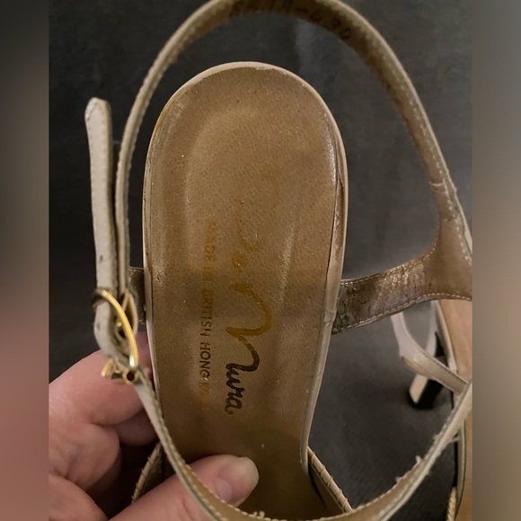 De Mura Blush Leather Topstitch Detail Slingback High-Heeled Sandal **VINTAGE** - Picture 2 of 14